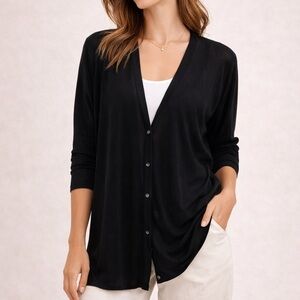 Eileen Fisher 100% silk lightweight Cardigan minimalist capsule quiet luxury